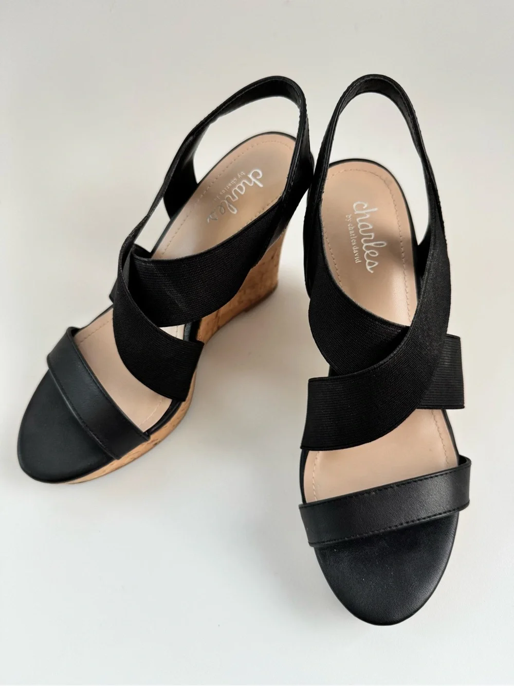 Charles by Charles David Lupita Black Strappy Wedges Women’s 7.5 With Box